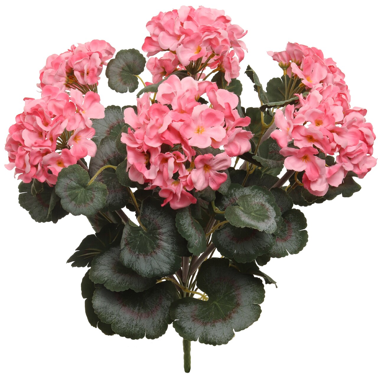 Deluxe UV Pink Geranium Bush - 7 Realistic Silk Flowers & Leaves, Perfect for Indoor & Outdoor Decor by Floral Home®